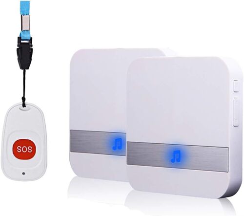 (1 À 2 Blanc)Maison Alerte Alarme Sans Fil Patiente Personne Âgée Personnelles Système D'alarme Plug Version Et Bouton D'appel D'urgence Alarme Pager