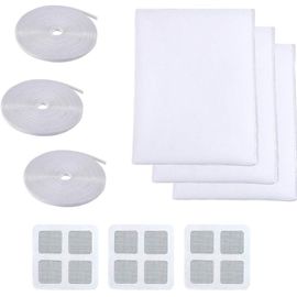 Moustiquaire Pour Fenêtre, 3 Unités, 130 Cm X 200 Cm, Kit De Protection Contre Les Insectes (Blanc)