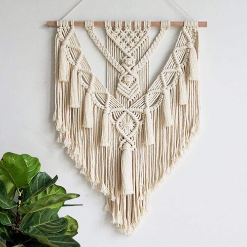 Grande tapisserie murale pour filles dans la chambre, pendentif tissé à la main pour décoration murale bohème, décoration de salon à long pompon