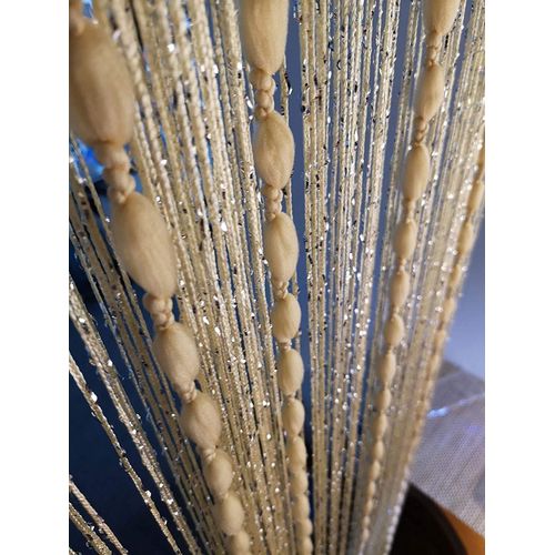 Ersan-Rideaux Fils Scintille Corde 100x200cm Noble Draperie Gouttes Lanterne Chaîne Elégance Pour Studio Fenêtre Mural Porte Mariage Fête, Beige