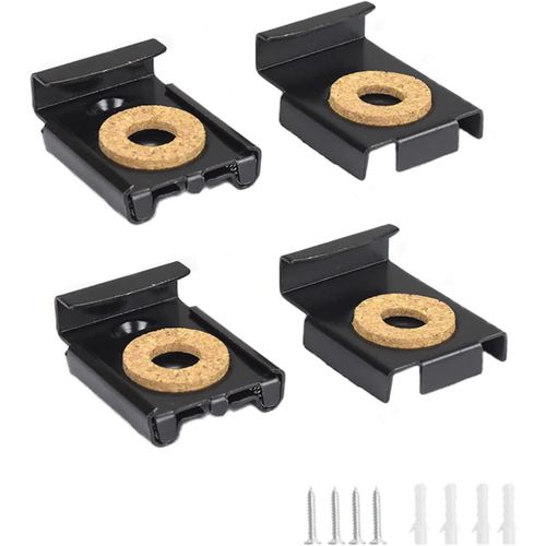 Lot de 4 supports de miroir noirs pour poteaux réglables en hauteur avec chevilles et vis robustes ¿ pour miroir de salle de bain et de chambre