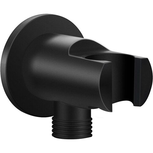 JGD-Coude de Raccordement Mural Noir Mat avec Support de Douche, Raccord en Laiton pour Pommeau de Douche G 1/2