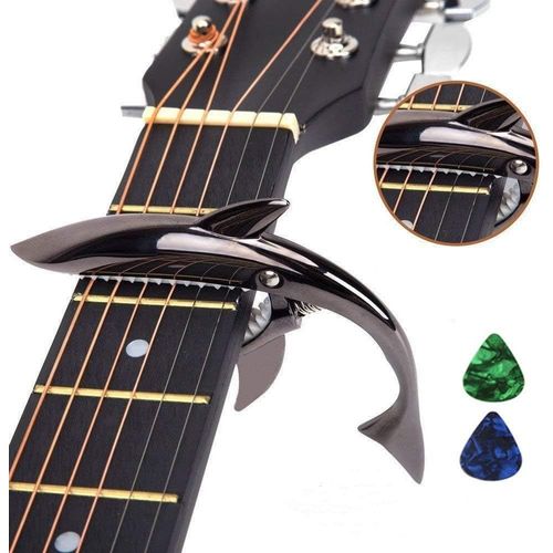 Loc-Capodastre De Guitare En Alliage De Zinc Capodastre Shark Pour Guitare Acoustique Et Électrique Avec Une Bonne Sensation De Main,Pas De Fret Buzz Et Durable(Noir)