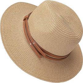 Femmes Chapeau De Paille Pliage Chapeau De Soleil À Large Bord Protection Uv Chapeau De Jaune À La Ceinture Extérieure De Voyage Plage De La Pêche