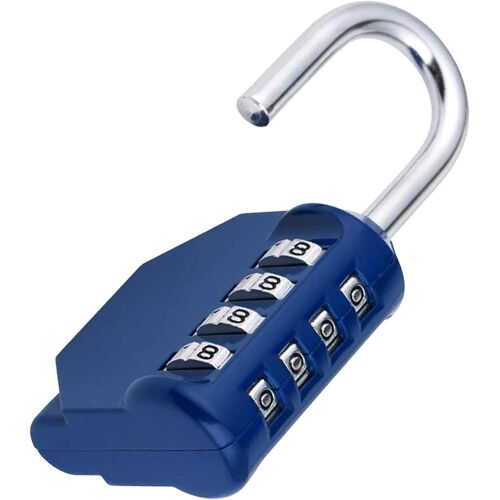 Cadenas à code extérieur (bleu), cadenas à code pour casier, cadenas à 4 chiffres pour salle de sport, vestiaire, collège, garde-robe d'école, jeu d'évasion, abri de jardin extérieur