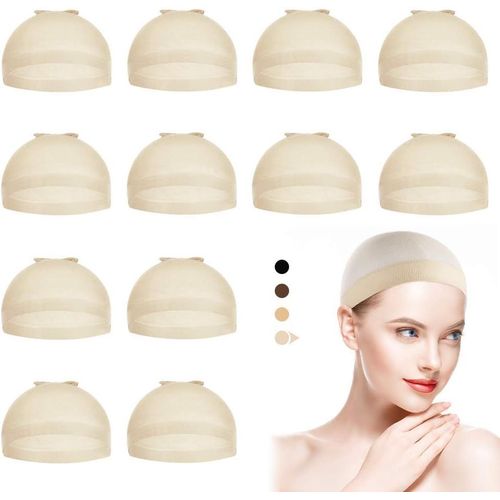 Bonnets De Perruque Pour Femmes, Wig Caps Filet Cheveux Perruque, Nude 12 Pièces