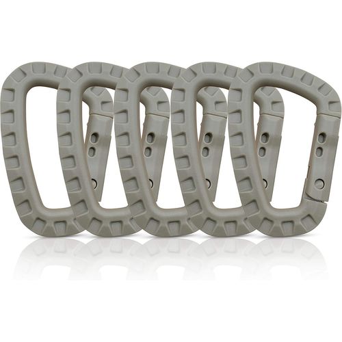 Tianyi-® Mousquetons En Plastique \U2013 Lot De 5 \U2013 Mousqueton Tactique Militaire Noir Avec Fermeture À Ressort \U2013 Mousqueton Robuste En Forme De D Pour Sac À Dos, Camping Et Extérieur \U201