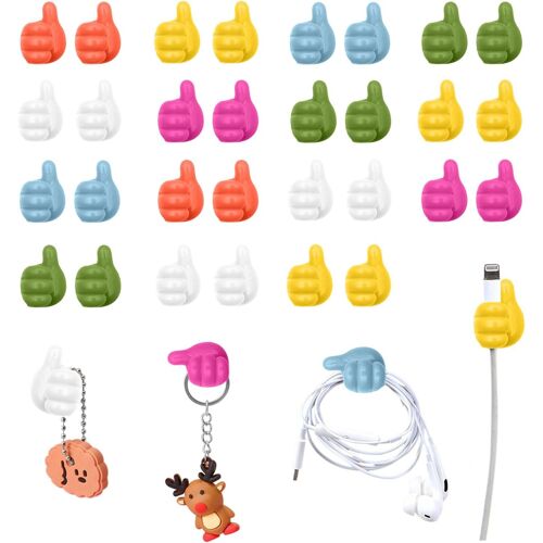 30 crochets à pouce (couleurs aléatoires), crochets muraux multifonctionnels en silicone, crochets muraux auto-adhésifs créatifs - pour pinces à câbles, porte-clés, rangement mural au bureau