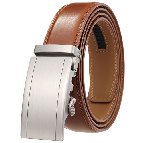 Ceinture Pour Homme, Ceinture À Cliquet Avec 1,5"" Le Cuir, Le Denim Ceinture, Plus Facile Et Faites Glisser La Boucle, Un Réglage De La Hauteur Pour S'adapter À