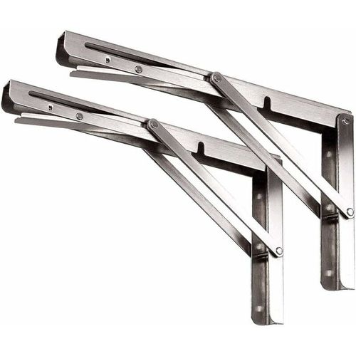 Support pliant 2 pièces de 400 mm, console de support pliante en acier inoxydable, support d'étagère murale avec vis de montage.