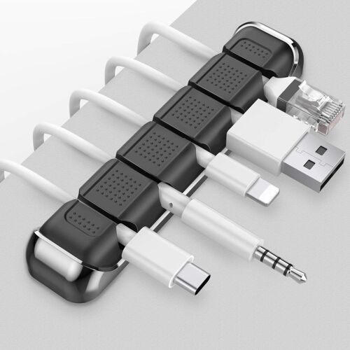 VornixorSarlshop-AhaStyle Clips Câble Organisateur Bureau, 5 Slots Support de Câble Cadre en Métal Gestion des Cables, Câble Rangement pour USB Câbles de Chargeur/Cordon/Bureau à Domicile et Voiture