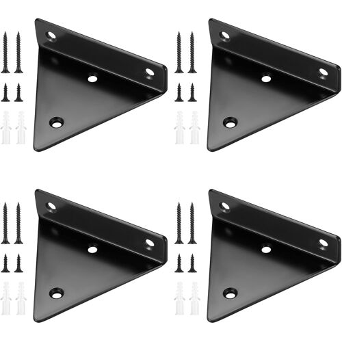 JEXNOVASHOP-4 Pièces Supports d'étagère Flottants, Supports à Tablettes Muraux Triangulaires Invisibles, Equerre Etagere Murale Métal pour étagère