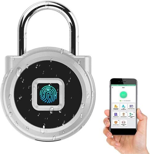 Cadenas d'armoire de rangement de salle de sport intelligent (argent), déverrouillage par empreinte digitale ou autorisation à distance, enregistrement de déverrouillage, calendrier, étanche IP65, ser