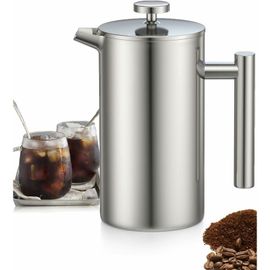 Cafetière À Piston En Acier Inoxydable 800 Ml, Avec Triple Filtre, Avec Fonction Maintien Au Chaud Et Piston En Acier