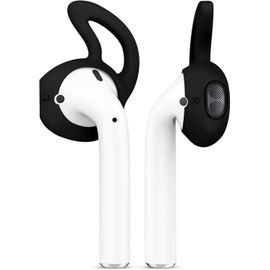 Housses pour AirPods EarPods [4 Paires] en Silicone Souple Crochet d'Oreille [Non-Slip Anti-Perdu] [Écouteur Accessoire] [Parfait pour les Sports] (Noir)