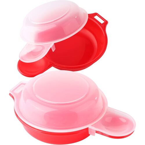 Jexnovashop-Lot De 2 Cuiseurs À ?ufs Pour Micro-Ondes - 1 Minute - Outil De Cuisine Pour Omelette De Hambourg (Rouge Et Transparent)