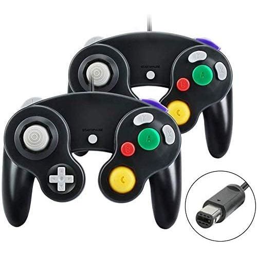 Manette de Jeu Gamecube, 2 paquets de Manette de Jeu Classique avec Manette de Jeu à Vibration, Compatible avec la Manette Gamecube/Wii U/Wii/PC/Switch, Noir