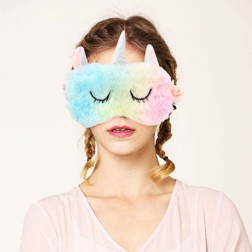 2 Pcs Licorne Enfants Masque De Sommeil, Mignon 3d Animal Eye Masques Respirants Peluche Masque De Sommeil Fille