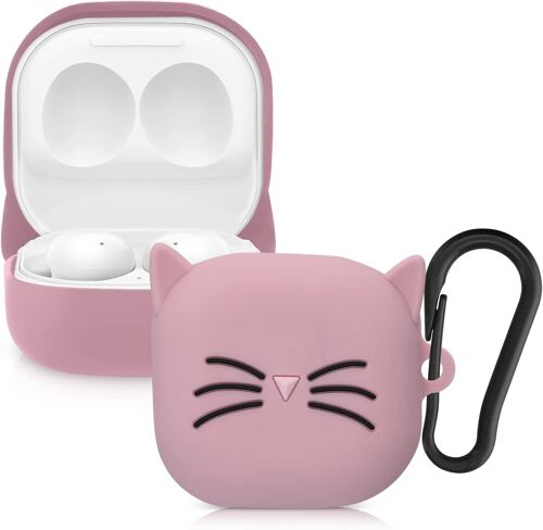 Housse pour écouteurs Compatible avec Samsung Galaxy Buds 2 Pro/Buds 2 / Buds Live Coque - Coque de Protection en Silicone - Noir-Rose Clair