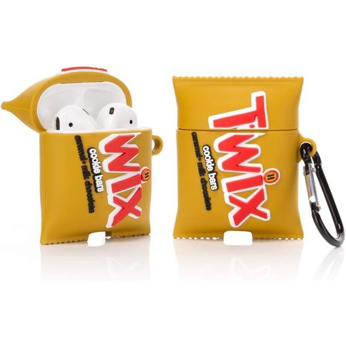 Airpods Étui en Silicone Compatible avec Les Airpods 1 et 2 Case Couverture de Dessin Animé 3D Mignon Drôle [Série de Collations Amusantes] (Twix)