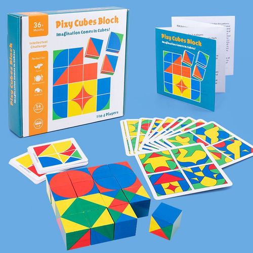 Puzzle en bois, cube de construction, jeu de manipulation de formes géométriques, jeu Montessori, jouet éducatif pour enfant, cadeau de Noël ou d'anniversaire