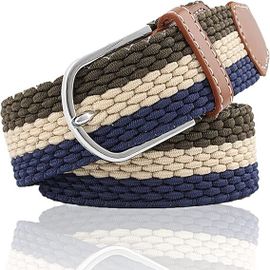 Ceinture Tissée Extensible 105 Cm, Vert Bleu, Largeur Femme 3,3 Cm Boucle Ardillon Sport Anniversaire Noël Saint Valentin