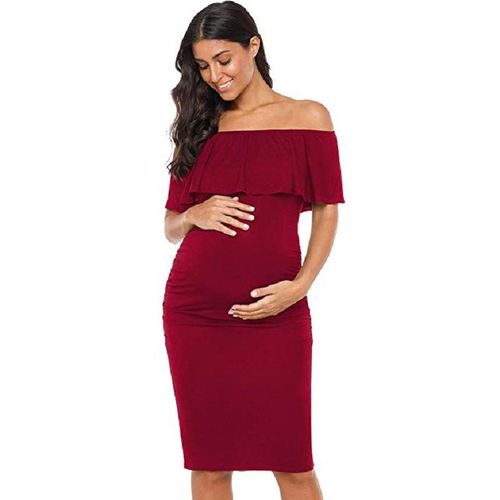 Robe De Maternité À Volants Et Épaules Dénudées Pour Femme, Idéale Pour Une Séance Photo De Baby Shower, Taille Xl
