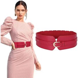 Ceinture Élastique Large Pour Femme (Rouge), Ceinture Élastique Pour Femme, Adaptée Aux Robes À Dos Superposé À La Mode