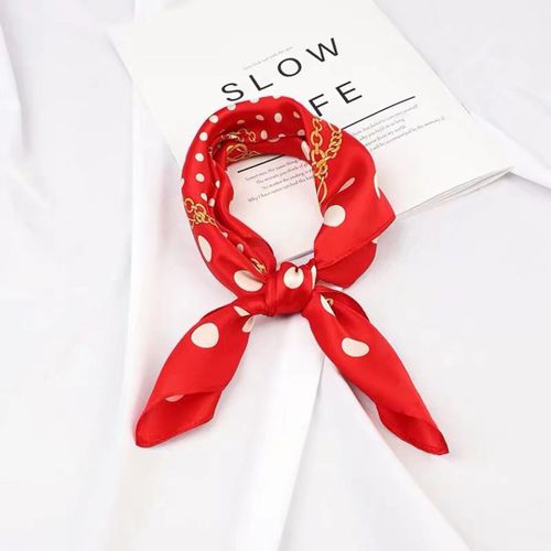 Foulard En Soie Pour Femme, Grand Foulard Carré En Satin, Motif Tendance, 50,8 X 50,8 Cm, Rouge