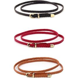 Lot De 3 Ceintures Corset Tressées Fines Pour Femme Avec Boucle Ardillon En Métal
