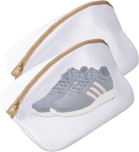 Lot de 2 Sacs à Linge en Maille pour Chaussures, Sacs de Lavage de Machine à Laver Filet à Linge avec Fermeture Éclair pour Protéger Les Chaussures