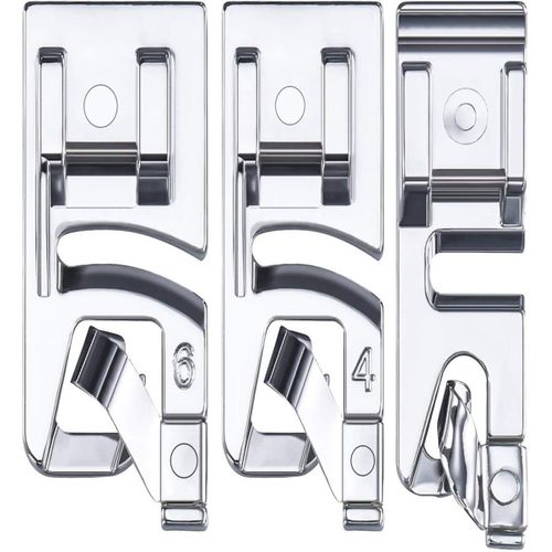 3pcs Ensemble de pied presseur pour machine à coudre à l'ourlet laminé étroit Convient aux machines à coudre multifonctionnelles ménagères (3 mm, 4 mm et 6 mm)