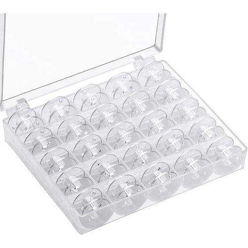 (25 Pièces Transparentes) de la Machine à Coudre Canette, la Machine à Coudre Bobines Universel à Coudre Bobines en Plastique de la Machine à Coudre Canette avec Boîte de Rangement