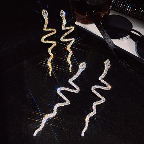 2 Pièces De Boucle D'oreille En Diamant En Forme De Serpent En Argent S925
