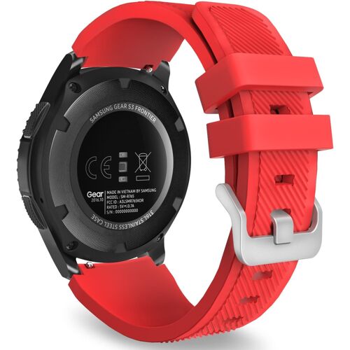 Sport Band Compatible With Samsung Galaxy Watch 3 45mm/Galaxy Watch 46mm/Gear S3 Frontier/Classic, 22mm Soft Silicone Replacement Strap For Men Women, Red