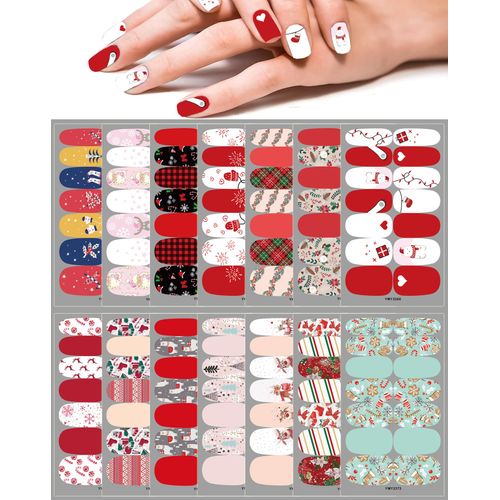 14 Jeux De Noël Ongles De Noël, Carré, Ovale Faux Ongles Ongles En Acrylique, De Noël Faux Nail Patchs, Vacances Nail Art Décoration Des Ongles 