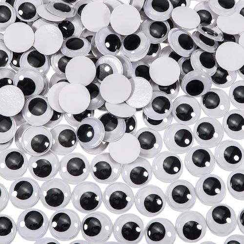 Lot De 300 Autocollants Ronds En Plastique Avec Yeux Mobiles De 15 Mm, Noirs Et Blancs, Pour Scrapbooking, Loisirs Créatifs, Décorations De Poupées