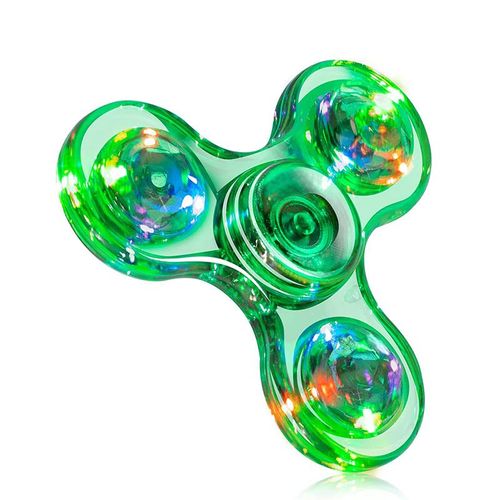 Lot de 2 toupies lumineuses à LED - Vert cristal - Jouet pour les doigts - Réduction du stress et de l'anxiété pour enfants