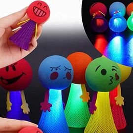 Lot de 10 jouets lanceurs à ressort lumineux à LED - Cadeaux de fête rebondissants f