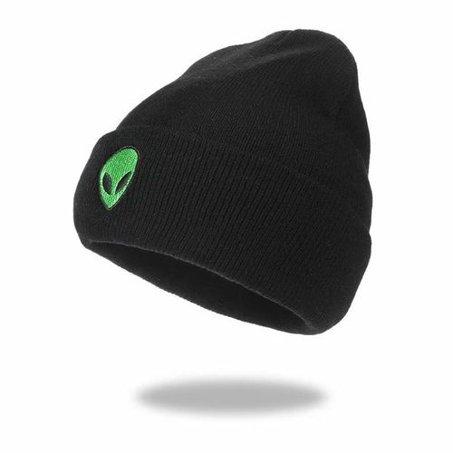 Brodé Bonnet Pour Les Hommes Et Les Femmes - Warm Stretch Noir Manchette Tricot Bonnet Pour L'hiver