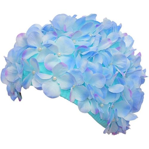 1pcs Bleu Bonnet De Bain Rétro Pour Femme Motif Floral?Bonnet De Bain, Femelle, Besoins De Natation,Bonnet De Bain Avec Pétales