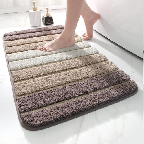 Tapis de bain antidérapant, extra doux, lavable en machine, absorbant, 40 x 60 cm, beige