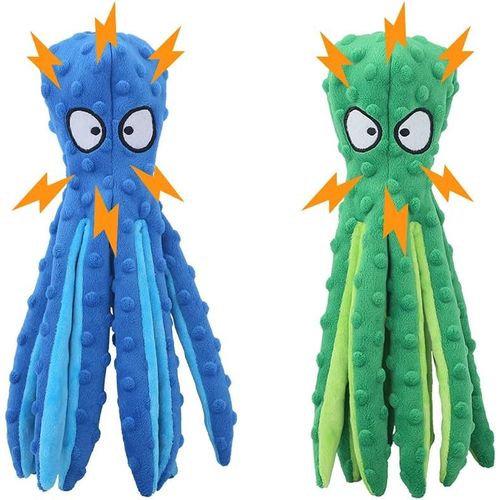 Jouet Couineur Pour Chien, 2 Pièces, 32 Cm, Bleu Et Vert, Indestructible Plus