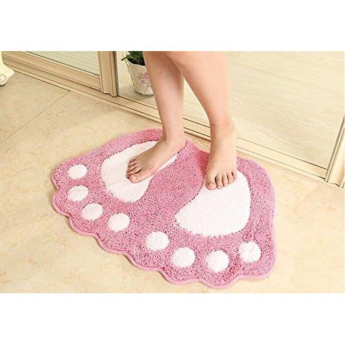 Tapis antidérapant et absorbant pour salle de bain, motif grands pieds, Polyester,Couleur rose, 40 x 60 cm