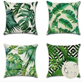 Housses De Coussin D'extérieur Imperméables 45 X 45 Cm, Motif Feuilles Tropicales, Décoratives, Pour Jardin, Terrasse, Extérieur, Canapé, Banc, Décoration D'intérieur, Lot De 4 (Plantes Tropicales)