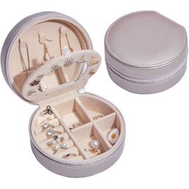 Boîte à bijoux, petit organisateur de voyages, sac de rangement en cuir synthétique pour les femmes et les filles, support d'ordinateur portable pour faire des colliers, boucles d'oreilles, bagues e