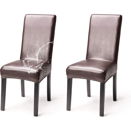 Lot De 2 Housses De Chaise En Similicuir Imperméables Et Extensibles, Élégantes, À Dossier Haut, Pour Salle À Manger, Banquet, Mariage, Fête, Noël, Restaurant, Hôtel, Café