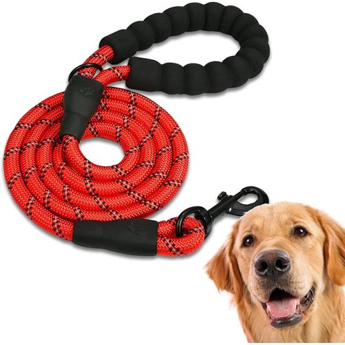 Teppc-Edipets, Laisse Chien, Laisse De Dressage Pour Chien, Rembourr¿¿E, Poign¿¿E Souple, Corde Pour Chiots Et Petits, Moyens Et Grands Chiens, 1,2 Et 1,5 M¿¿Tres. (1.2 M, Rouge)