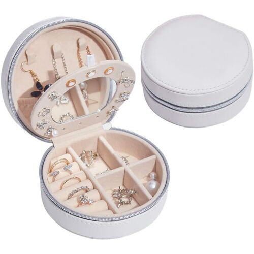 Boîte à Bijoux-Blanc, Petit Organisateur De Bijoux De Voyage, Sacs De Rangement En Cuir PU Pour Support Portable Femme Fille, Collier, Boucles D'oreilles, Bagues, Accessoires