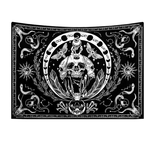 Tapisserie Murale À Motif Tête De Mort Noir Et Blanc 130 X 150 Cm Pour La Nature